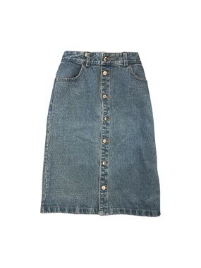 Jay Basics Kids Size 16 Classic High-Waist Button-Front Denim MIDI Skirt - Blue